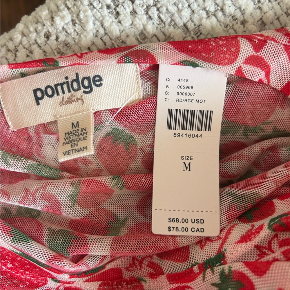 Anthropologie Porridge Strawberry mesh sheer Patterned Blouse short sleeve top - Picture 7 of 7